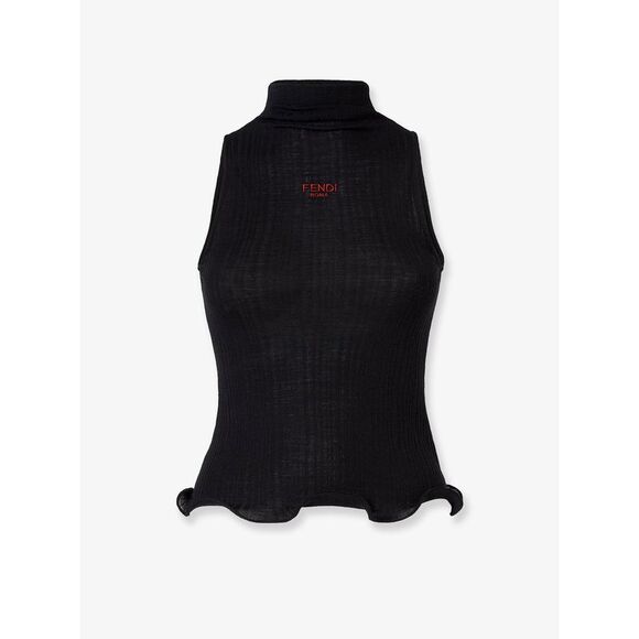 Fendi Women Ribbed Virgin Wool Top - Picture 1 of 3